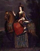 Portrait of Queen Marie Casimire in coronation robes on horseback. unknow artist